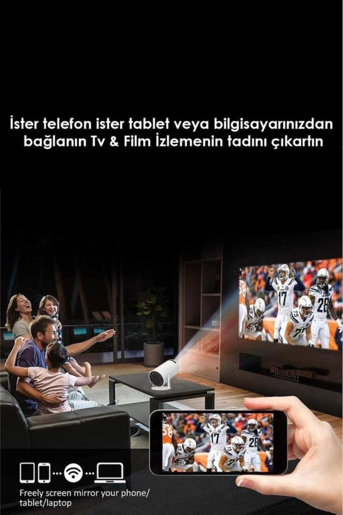 HY300T Lite Taşınabilir Sinema Projektörü Ev Sineması Bluetooth Android 11 Akıllı Projeksiyon Wifi
