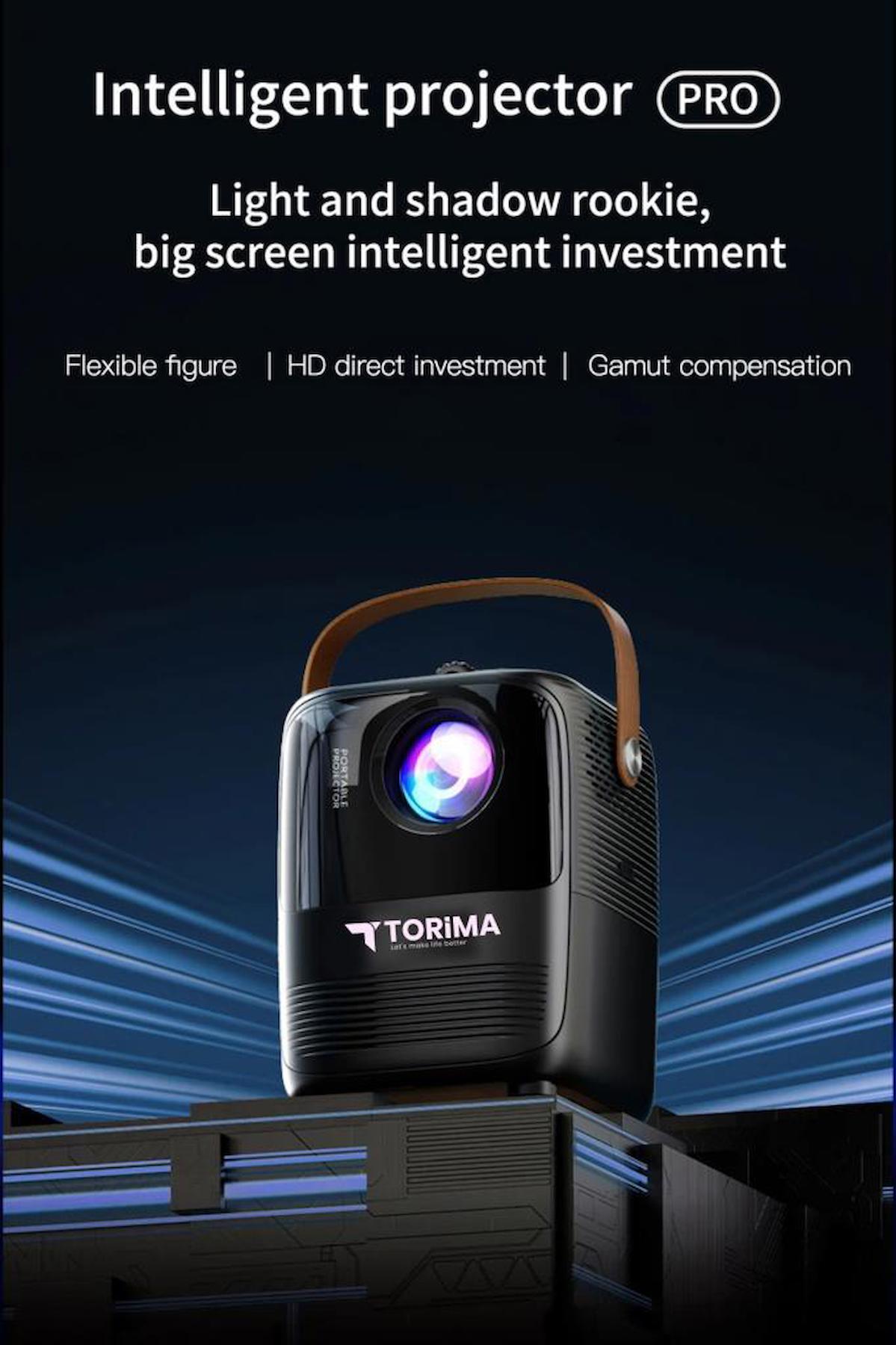 Torima Siyah T11 Projeksiyon Ev Sineması Bluetooth Wifi Akıllı Android Tv 1080p Hoparlör Smart 4k Youtube Türkçe