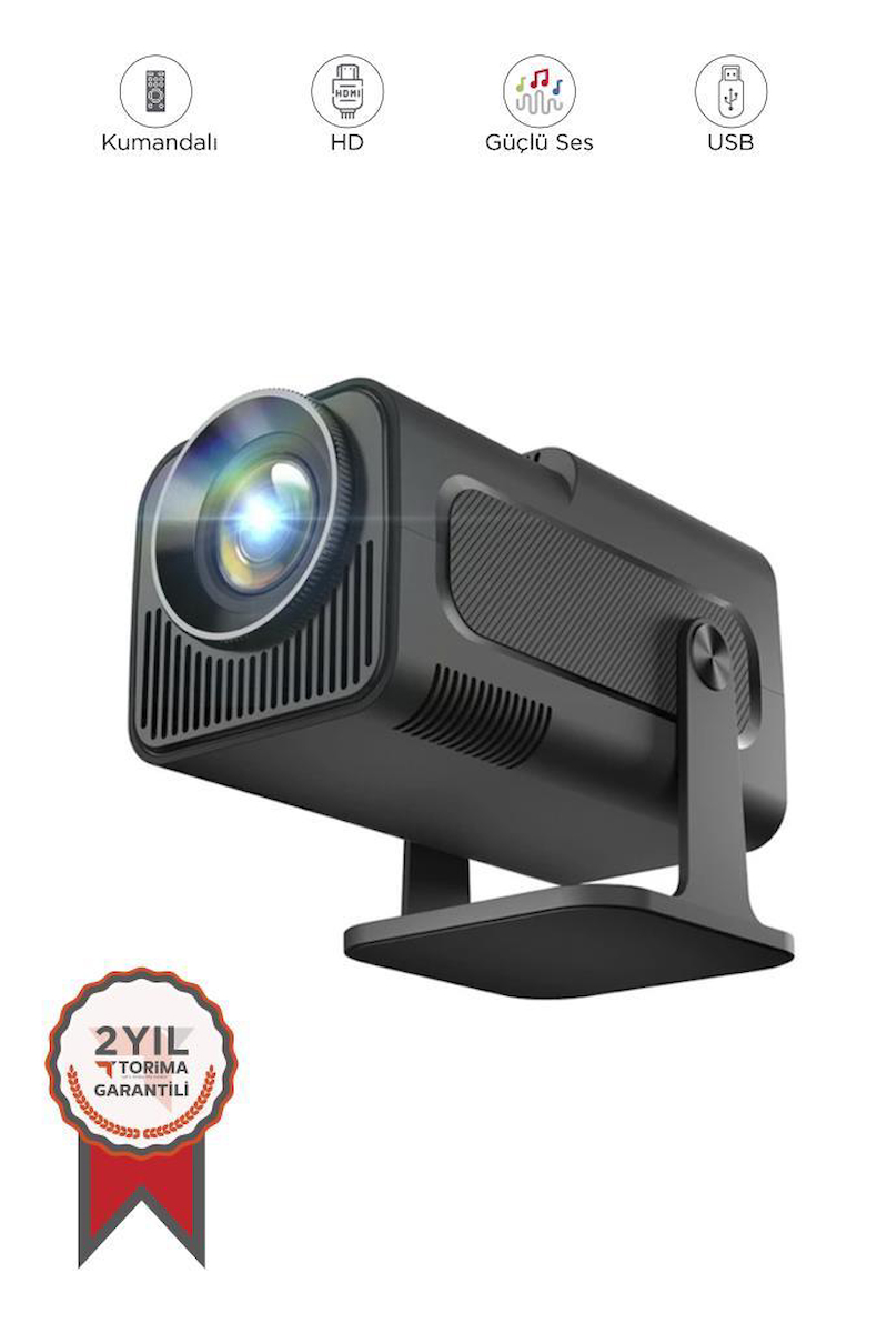 Torima HY320 Siyah Taşınabilir Sinema Projektörü 4K 1080P Ev Sineması Bluetooth Android Akıllı Projeksiyon Wifi