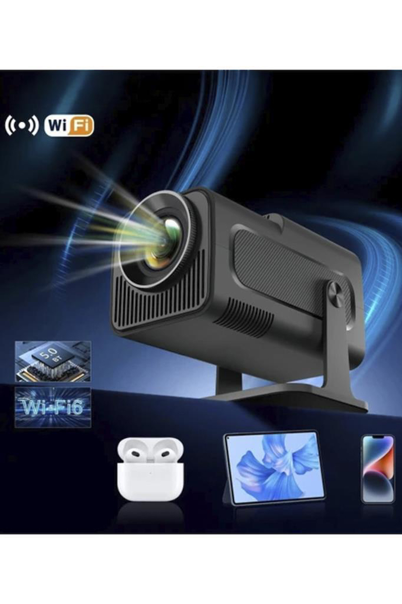 Torima HY320 Siyah Taşınabilir Sinema Projektörü 4K 1080P Ev Sineması Bluetooth Android Akıllı Projeksiyon Wifi