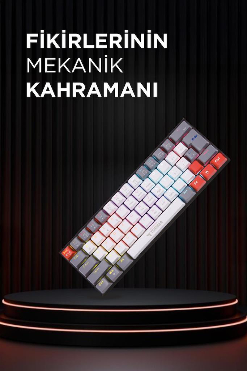 Torima TK-11 Beyaz Mekanik Kablosuz Blue Switch Rgb Işıklı Gaming Sarjlı Q Klavye