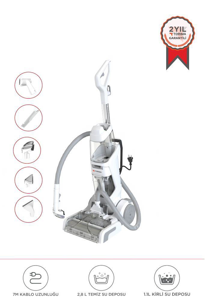 Torima DHY-1000 Beyaz 800W Halı Ve Koltuk Yıkama Temizleme Leke Çıkartma Makinesi