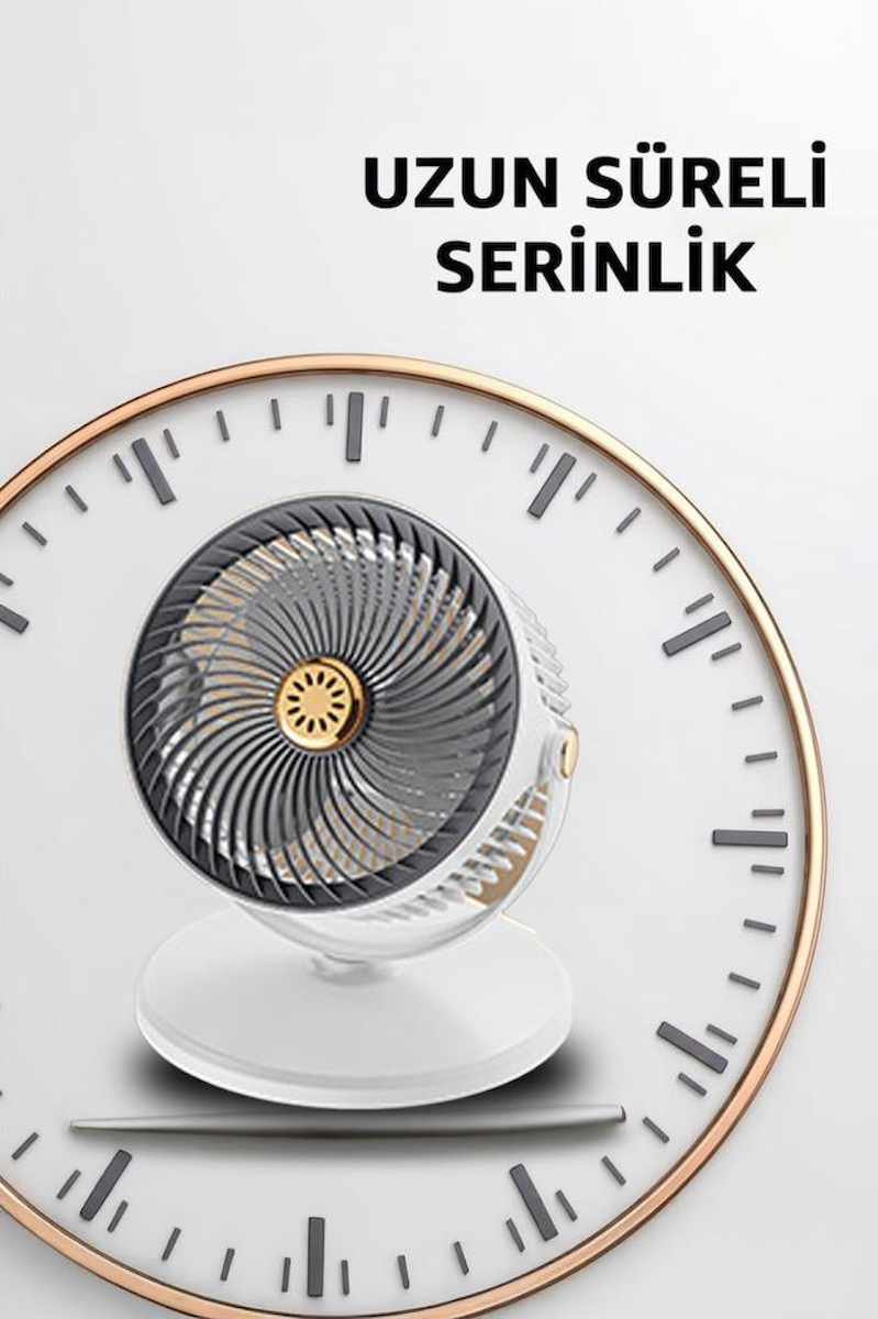Sessiz Vantilatör Şarjlı 5 Kademeli Taşınabilir Ayarlanabilir Kablosuz Fan F47 Siyah Beyaz
