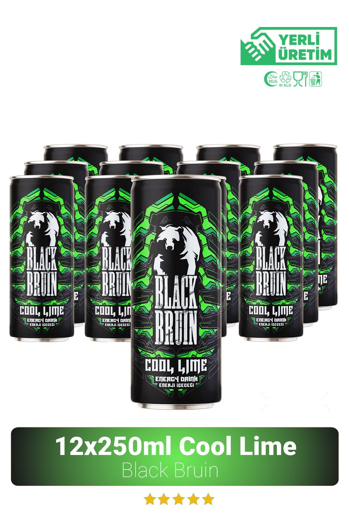 Black Bruin Cool Lime Aromalı Enerji İçeceği 250ml x 12'li