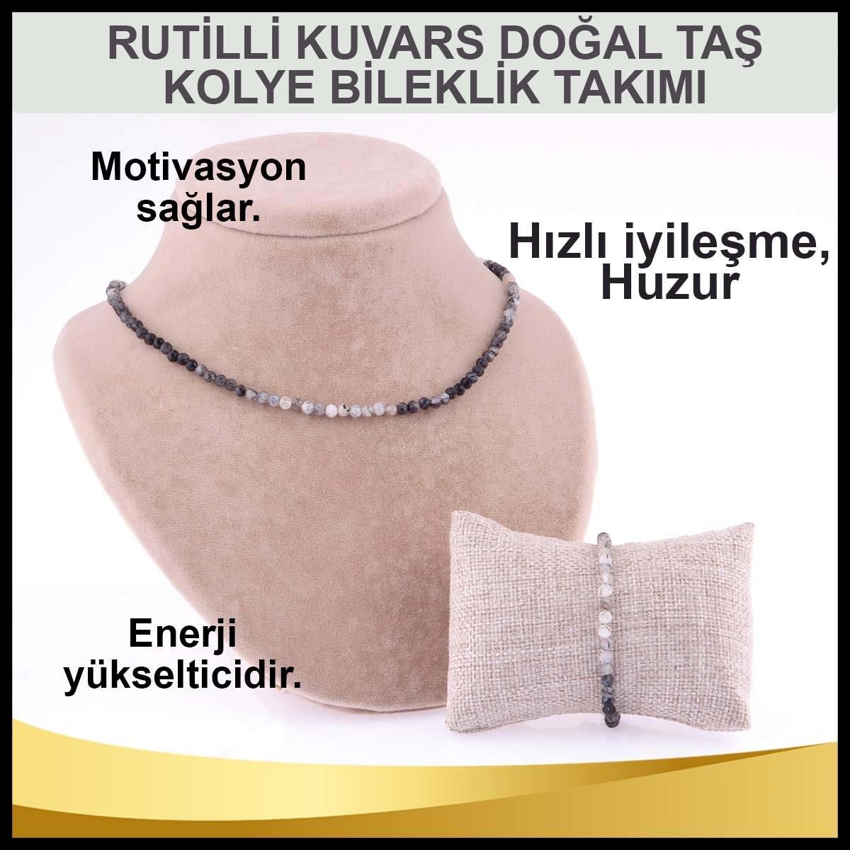 Rutilli Kuvars 3-4mm Dizi Kolye Bileklik Takı Seti