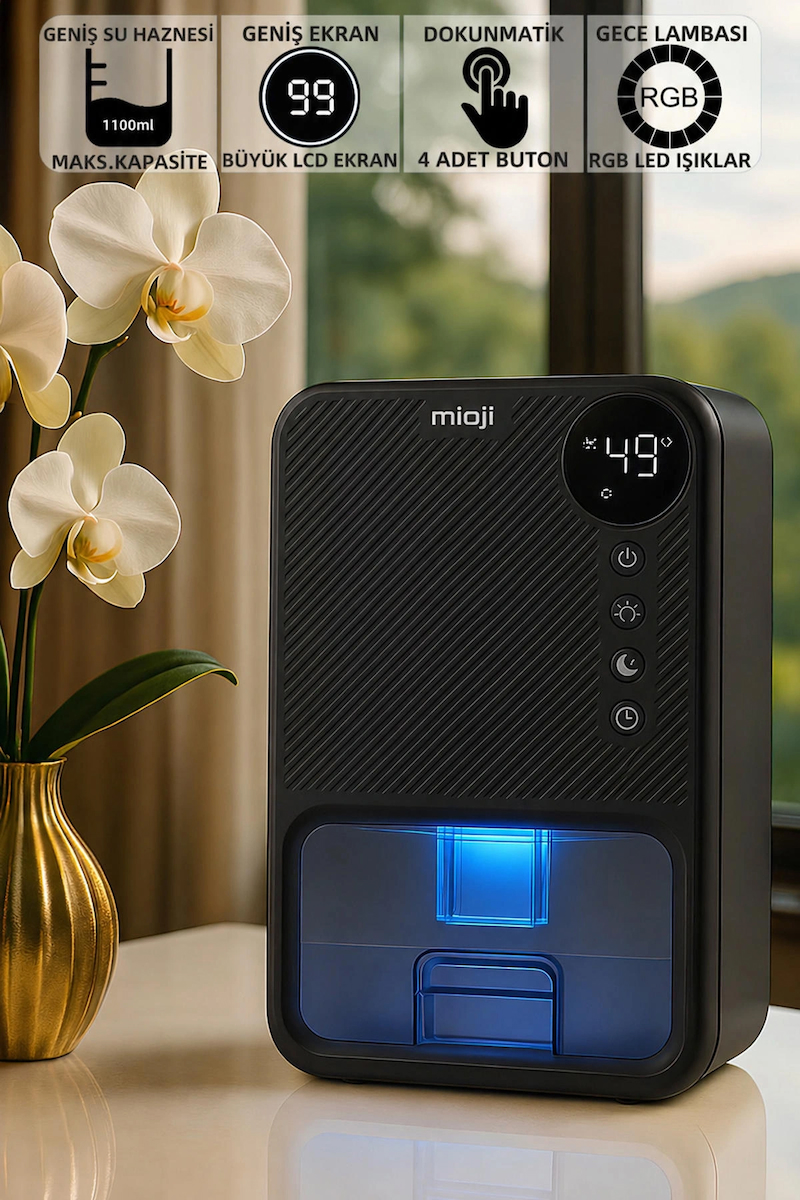 Mioji 30NEC 1100ml Hava İyileştirici ve Ev Tipi Nem Alma Cihazı – Siyah