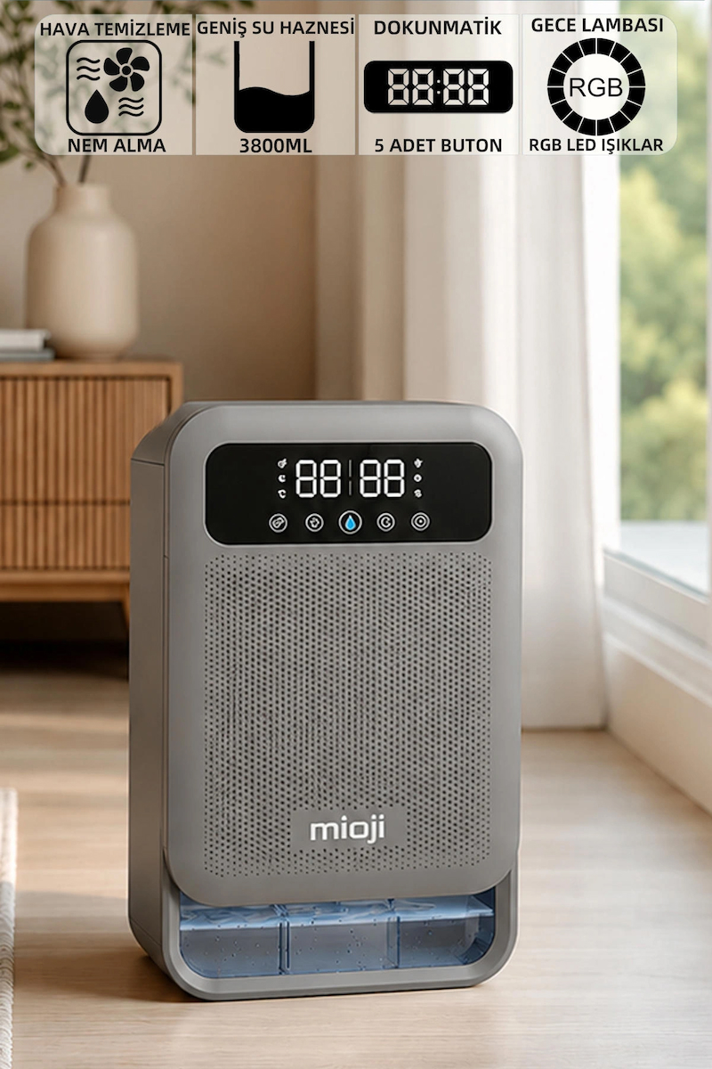 Mioji 30NEC Pro 3.8 Litre Çift Göstergeli Nem Alma ve İyon Hava Temizleme Cihazı – Silver
