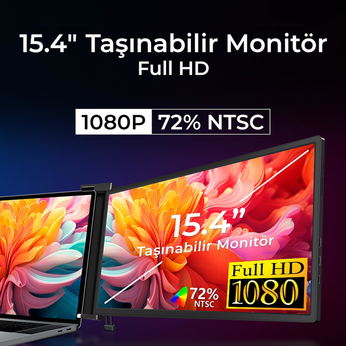 NPO NPM3 15.6-17.3″ FHD 1080p IPS Type-C Taşınabilir Dizüstü Tek Monitör Çoklayıcı Notebook Monitör