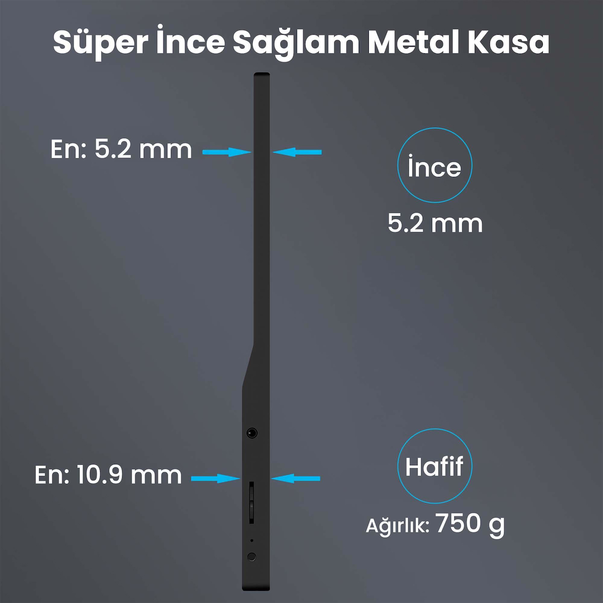 NPO NPM6 15.6″ IPS FHD 5ms 60Hz Type-C Telefon ve Oyun Konsolu Uyumlu Metal Kasa Taşınabilir Monitör