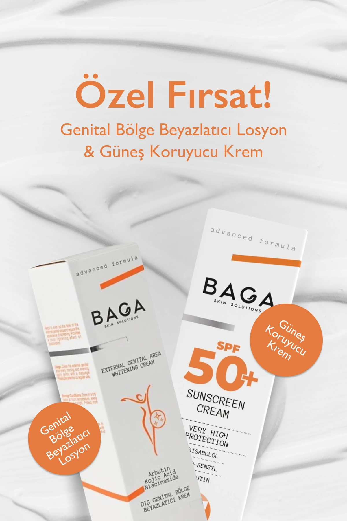 Genital bölge beyazlatıcı&Güneş Koruyucu Krem Set