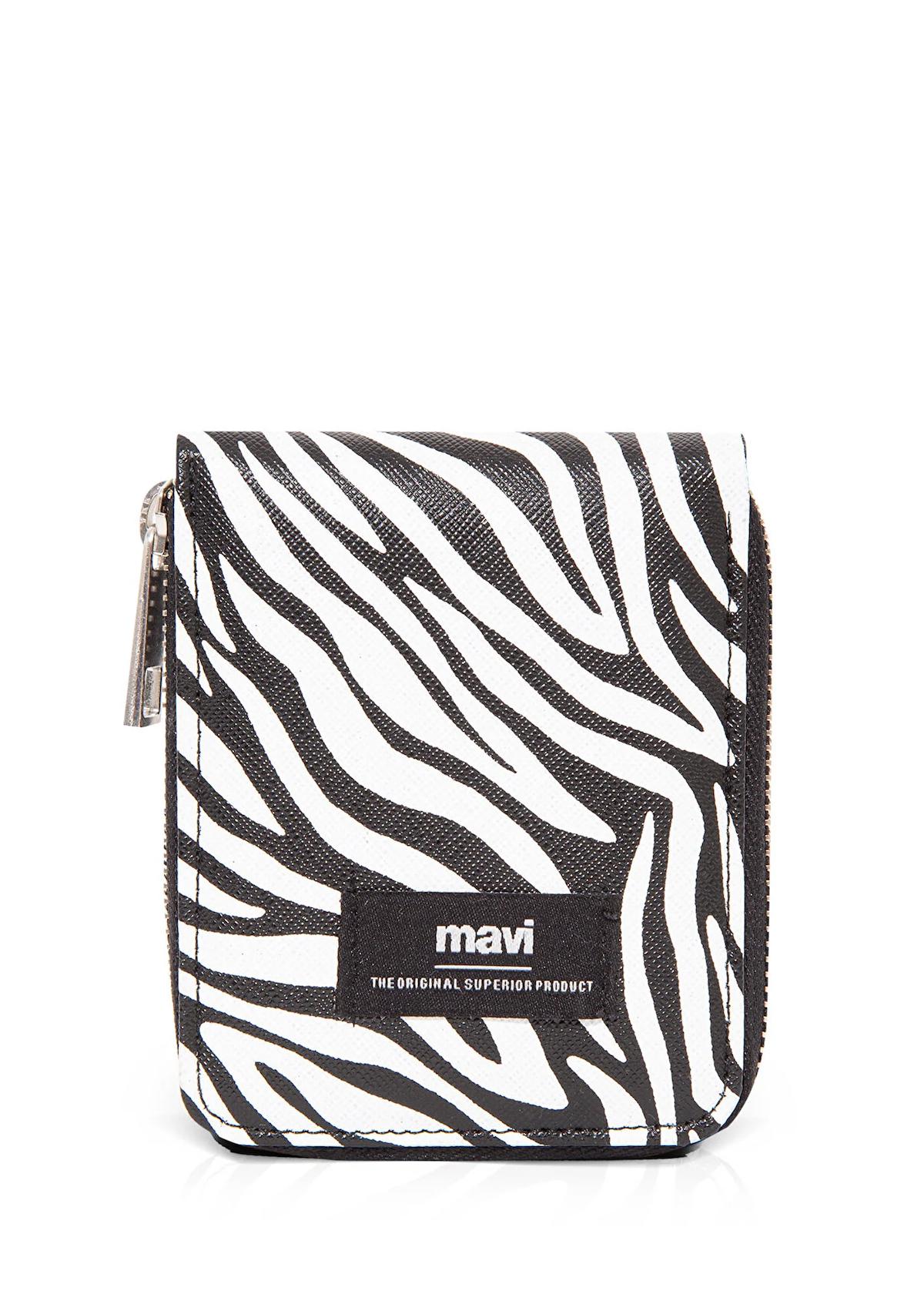 Mavi Zebra Baskılı Fermuarlı Siyah Cüzdan 1911841-900