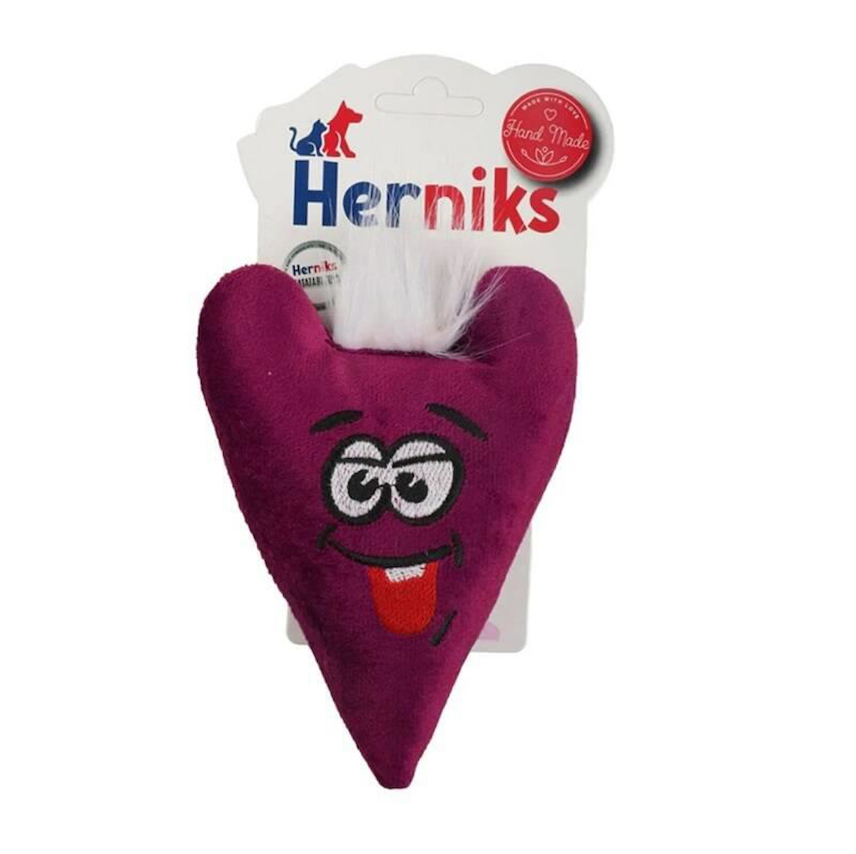 Herniks Matatabili Sesli Tüylü Kumaş Kedi Oyuncağı - Love 15 cm Bordo