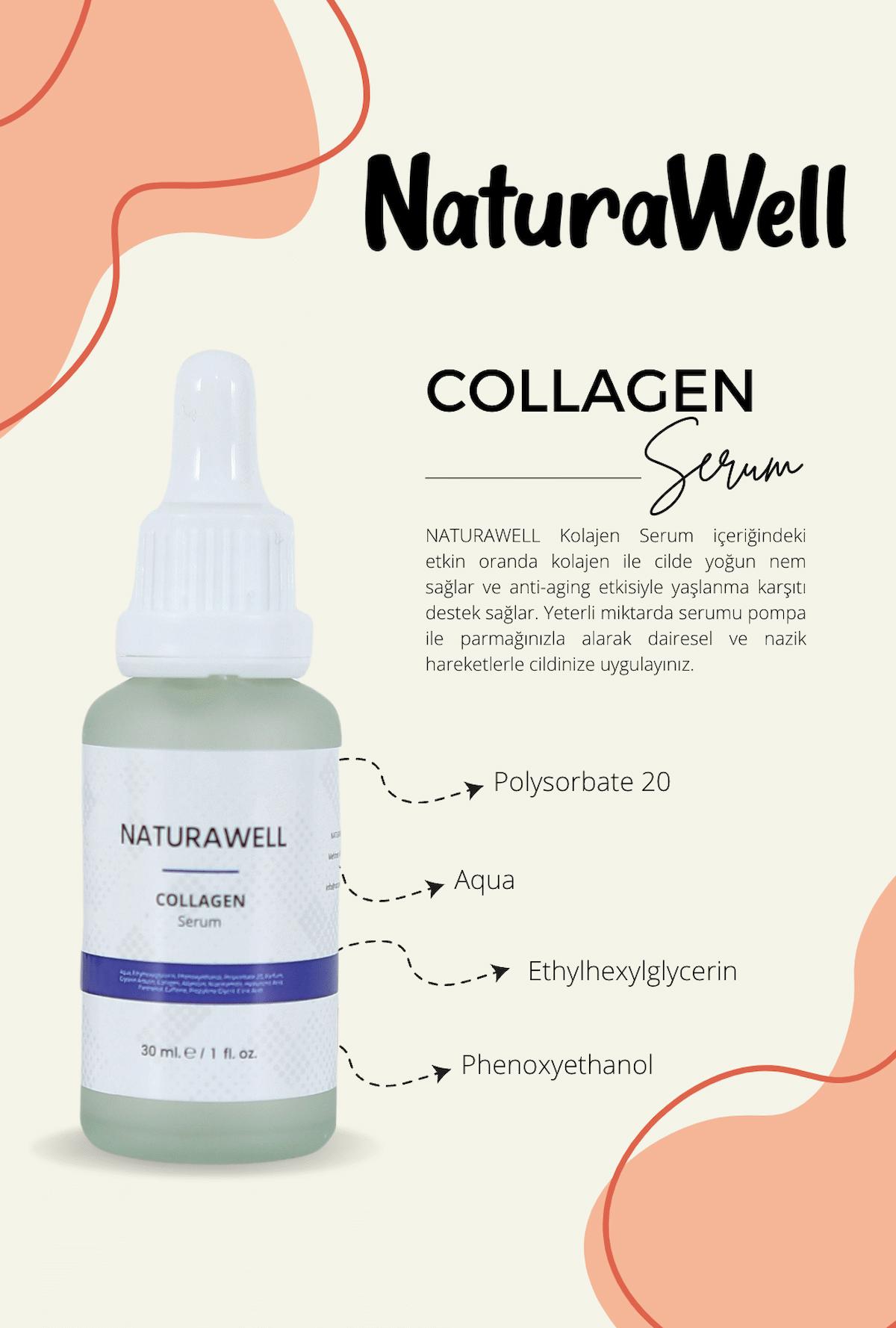 Kolajen Serum % 5 Panthenol ve % 1 Hyaluronik Asit %1 Beta Glukan Polysorbate 20 30 ml