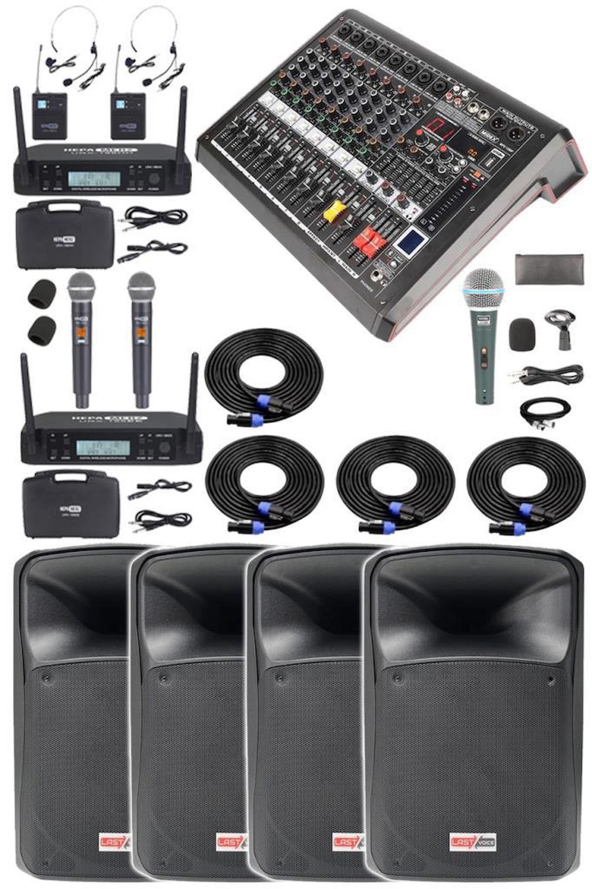 Midex Extreme Paket-2 Mixer Hoparlör Mikrofon Full Ses Sistemi Seti