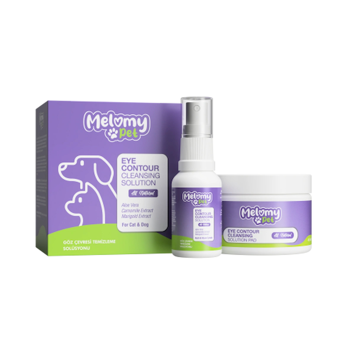 MELOMY PET GÖZ ÇEVRESİ TEMİZLEME SOLÜSYONU 40 ADET + 25 ML