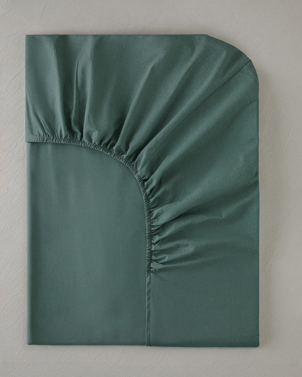 Novella Premium Pamuklu Tek Kişilik Lastikli Çarşaf 100x200 cm Koyu Seledon