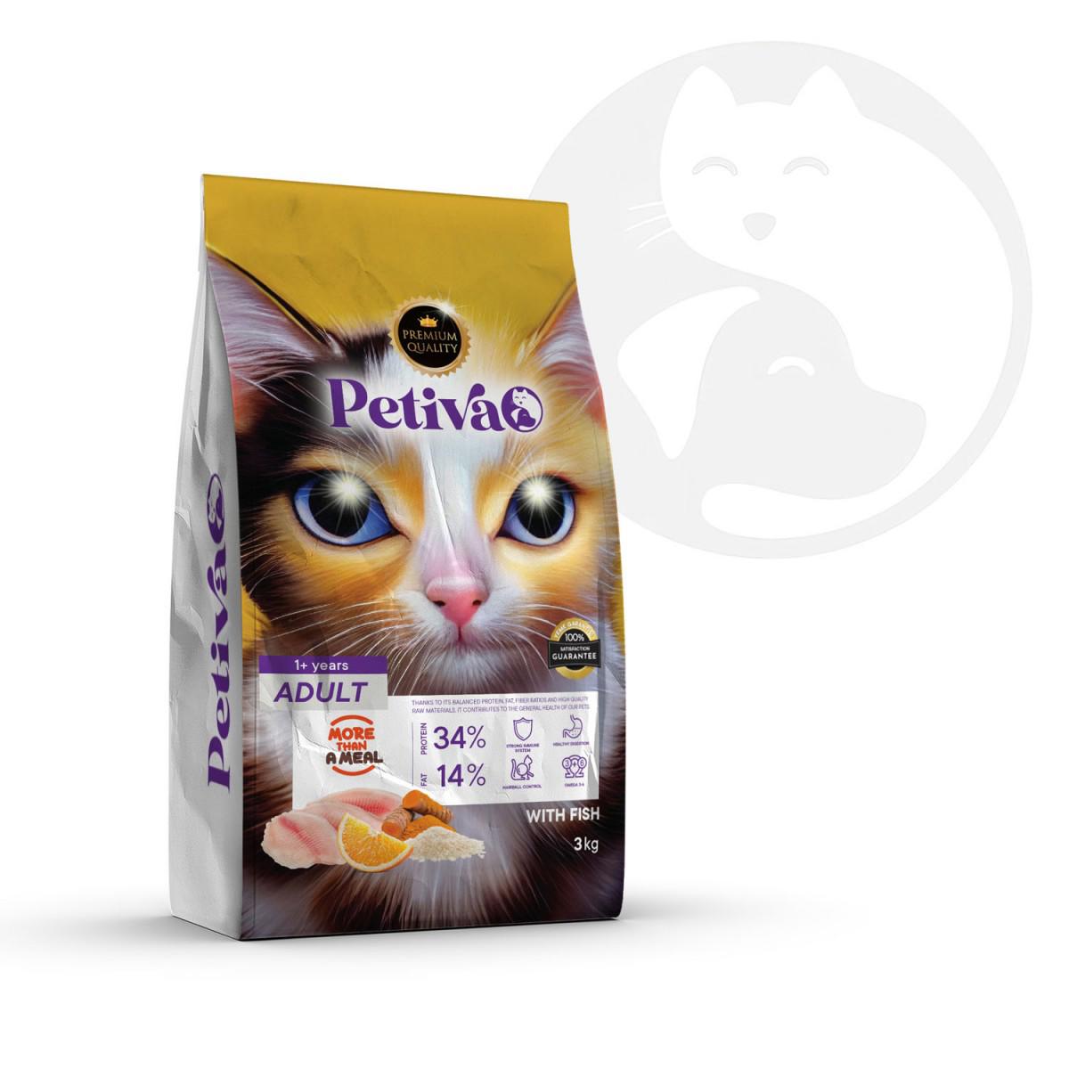 Petiva Yetişkin Balık Etli Kedi Maması 3 Kg