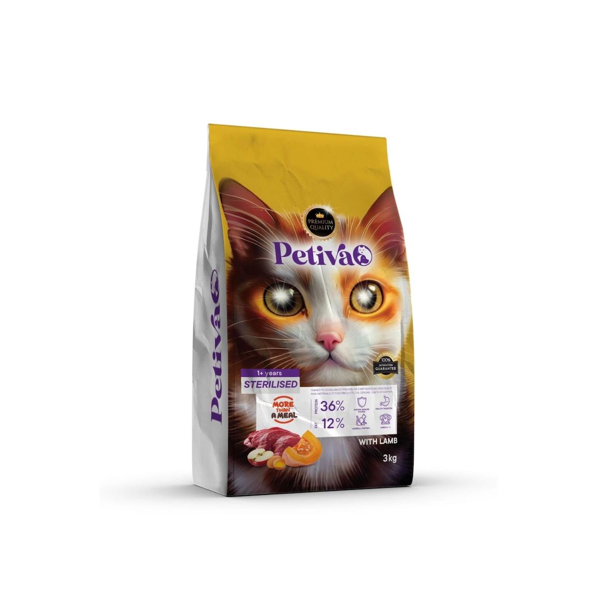 Petiva Kısırlaştırılmış Kuzulu Kedi Maması 3 Kg