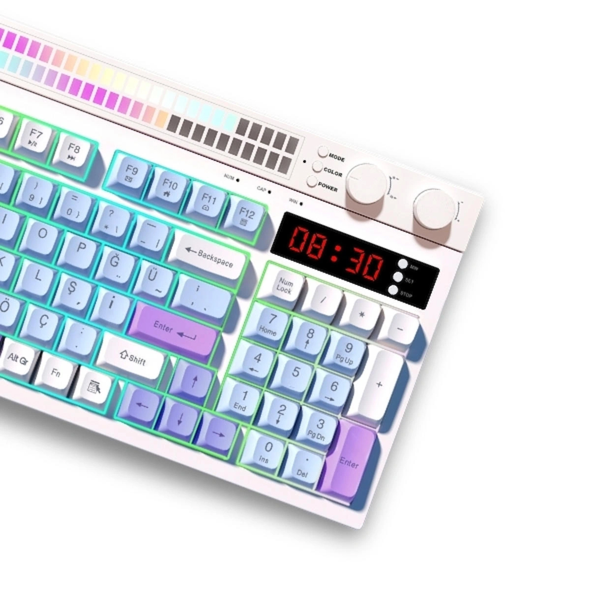 Claw’s Spectrum K1 Fonksiyonel Çift LCD Ekran & Çift Rgb – Ses Kontrolcülü Membran 94 Tuşlu Spectrum Rgb Modlu Gaming Klavye