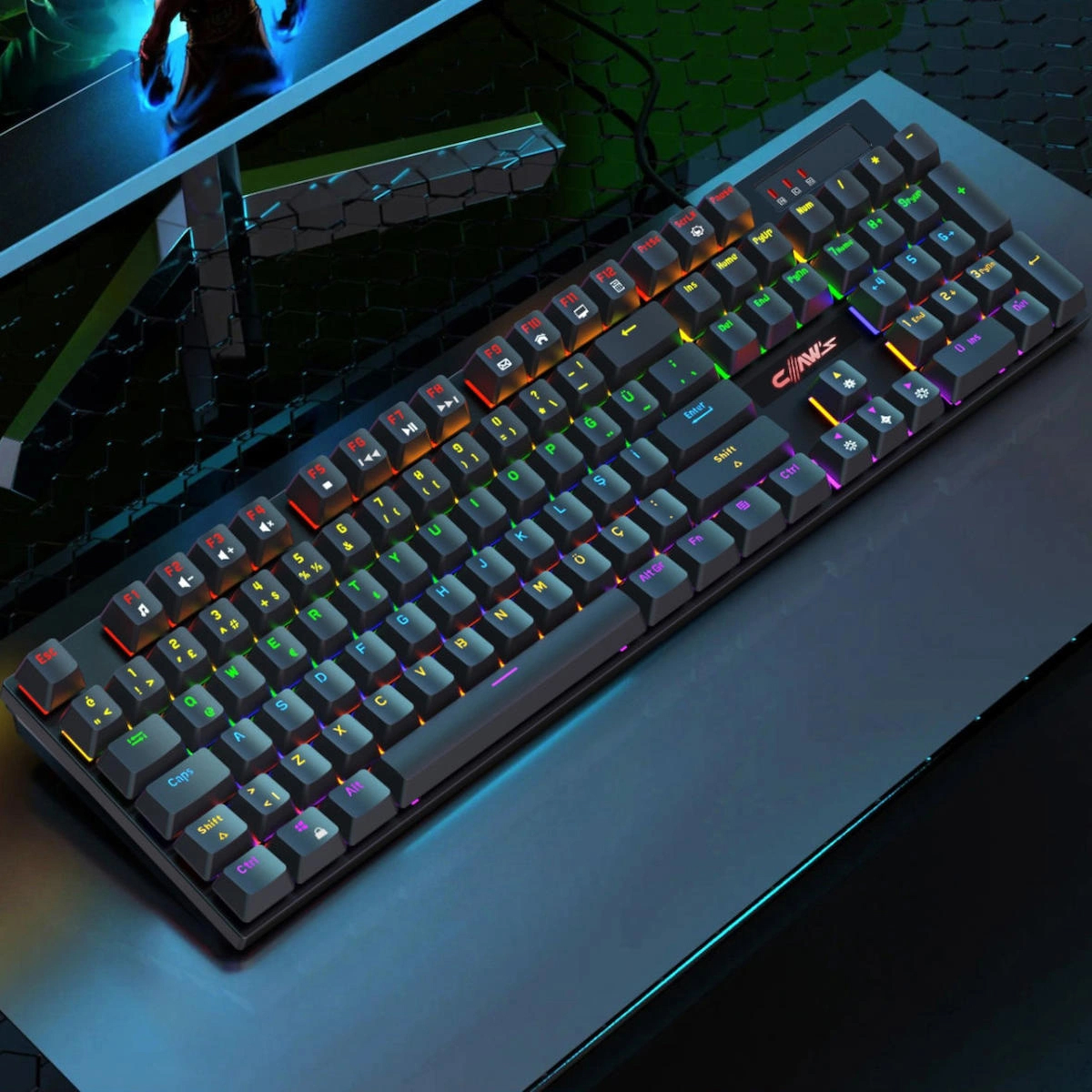 Claw’s Rapidfire Red Switch Mekanik & Rainbow Rgb Aydınlatma Anti-Ghosting Çift Enjeksiyon 105 Tuşlu Full Form Mekanik Klavye – Siyah