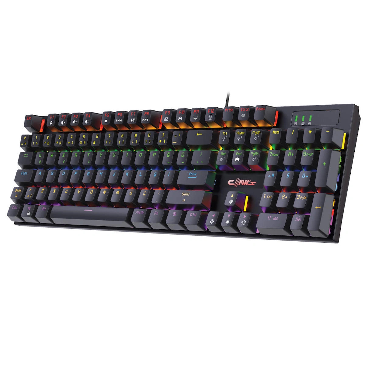 Claw’s Rapidfire Red Switch Mekanik & Rainbow Rgb Aydınlatma Anti-Ghosting Çift Enjeksiyon 105 Tuşlu Full Form Mekanik Klavye – Siyah