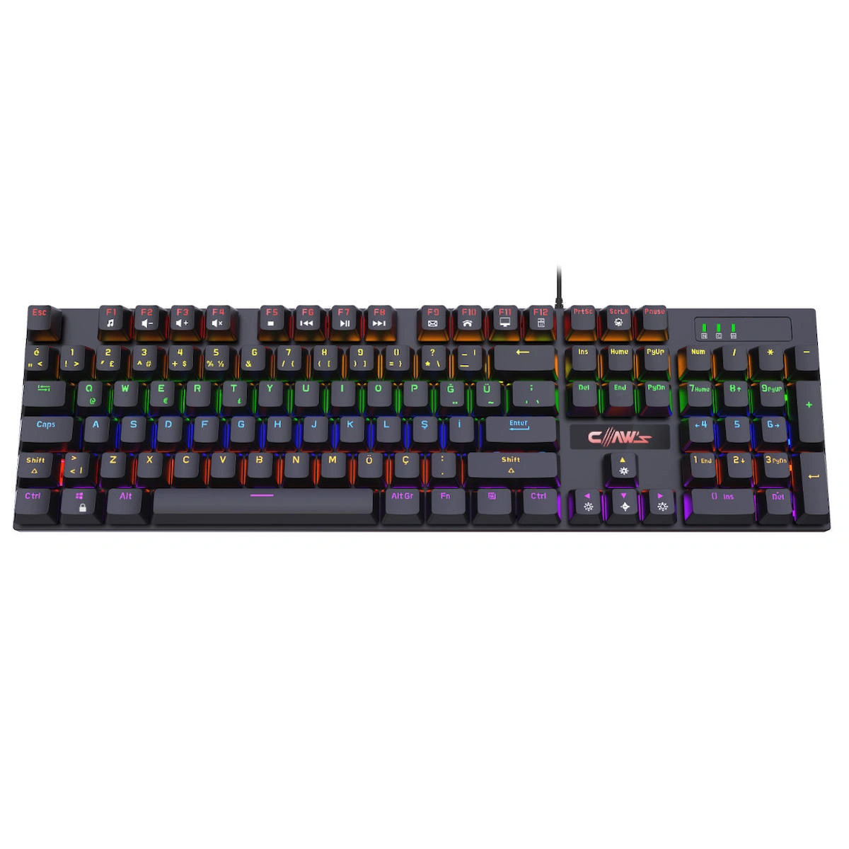 Claw’s Rapidfire Red Switch Mekanik & Rainbow Rgb Aydınlatma Anti-Ghosting Çift Enjeksiyon 105 Tuşlu Full Form Mekanik Klavye – Siyah