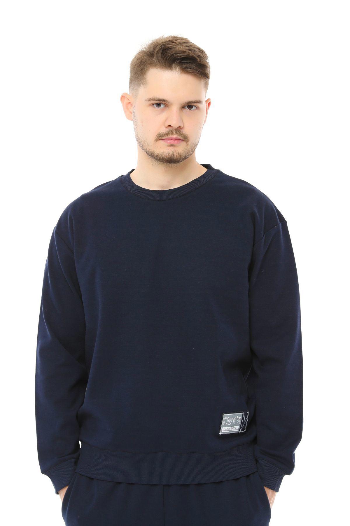 defy's Erkek Oversize Sweat Etiket Detaylı Lacivert