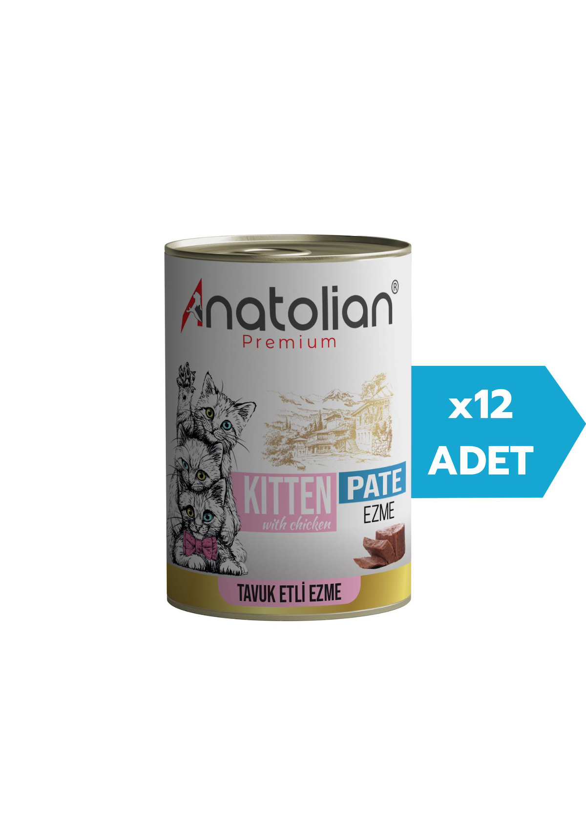 Anatolian Premium Kitten Chicken Pate Tavuklu Ezme Yavru Kedi Konservesi 400 gr x 12 Adet