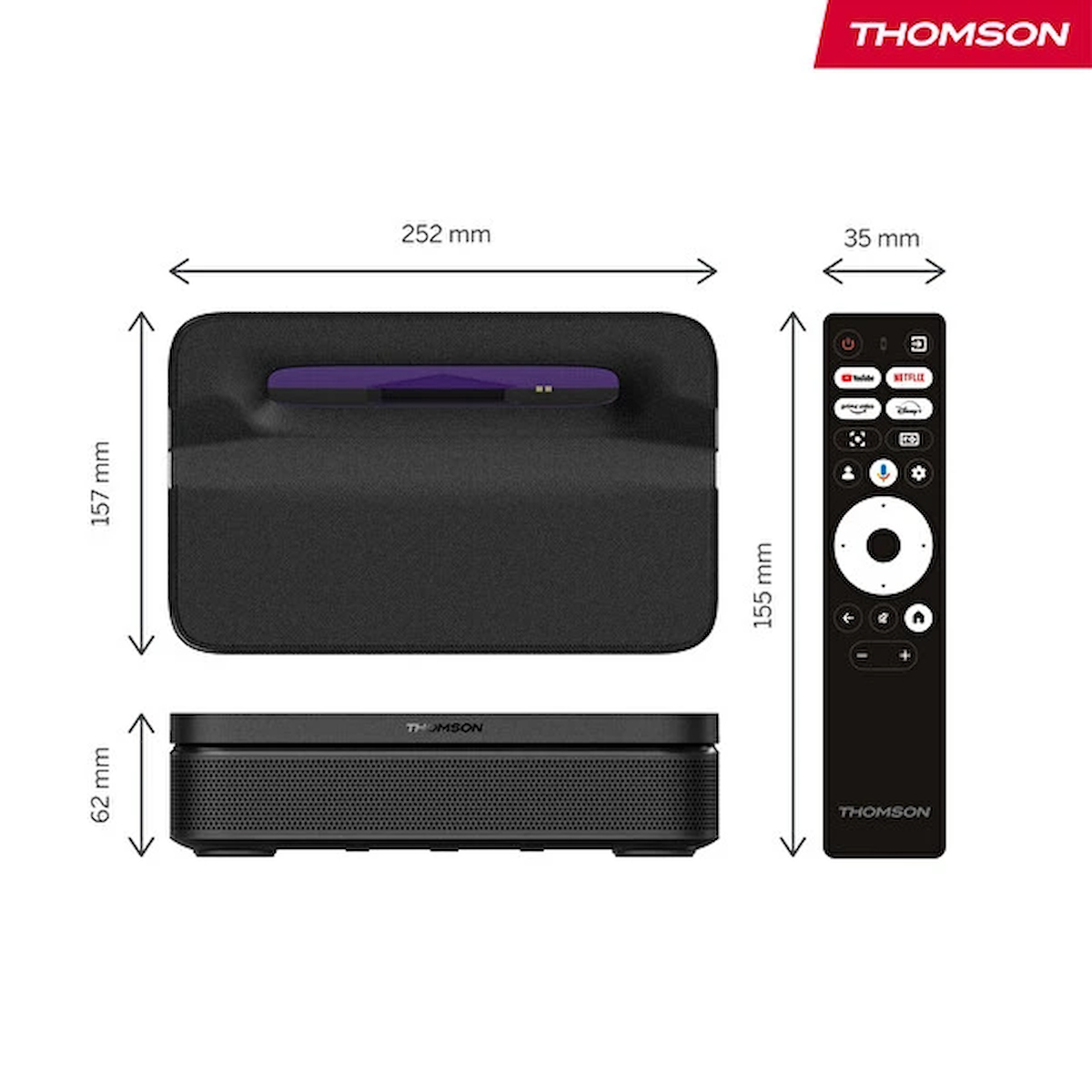 Thomson Sirius Laser FHD Google TV 600 Ansı Lümen 4K Destekli 100″ Taşınabilir Projeksiyon Cihazı