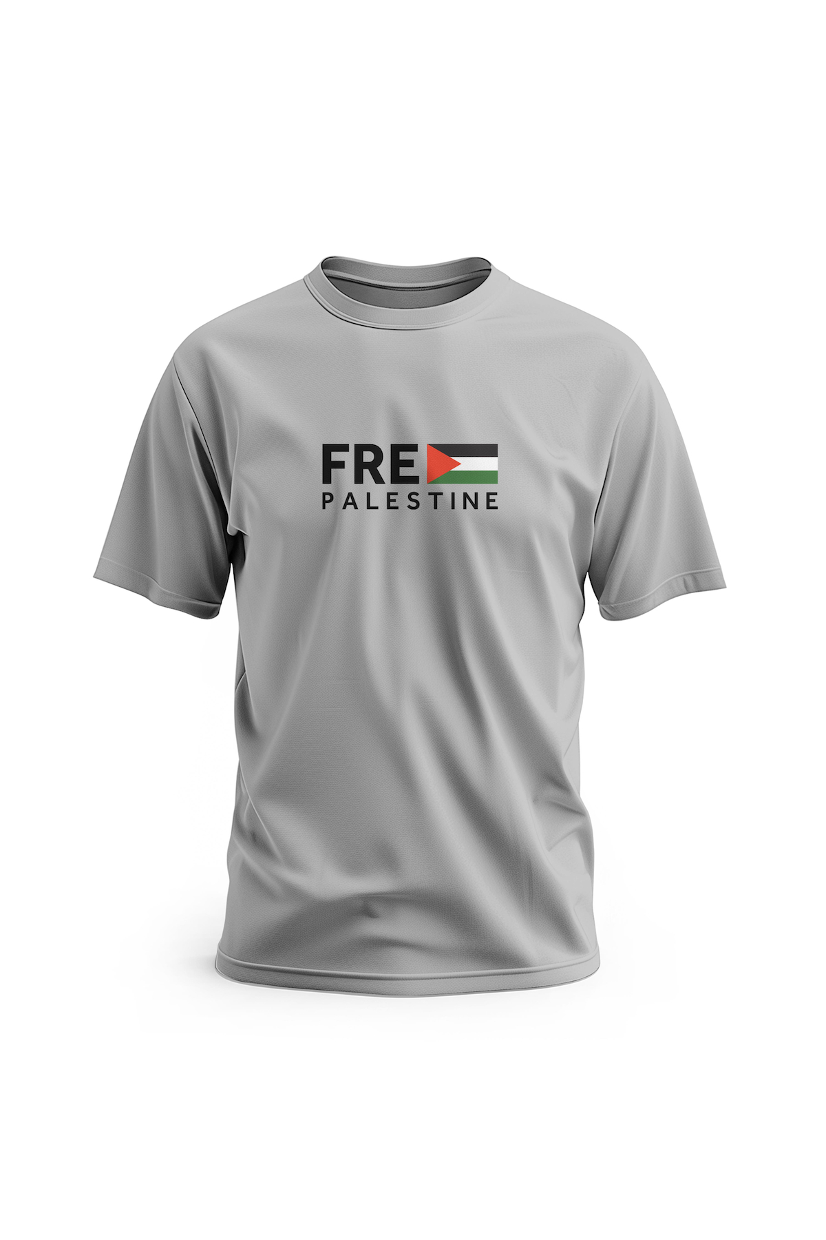 Kısa Kollu Free Palestine Yazısı ve Filistin Bayrak Dijital Baskılı Unisex S - 2XL T300007