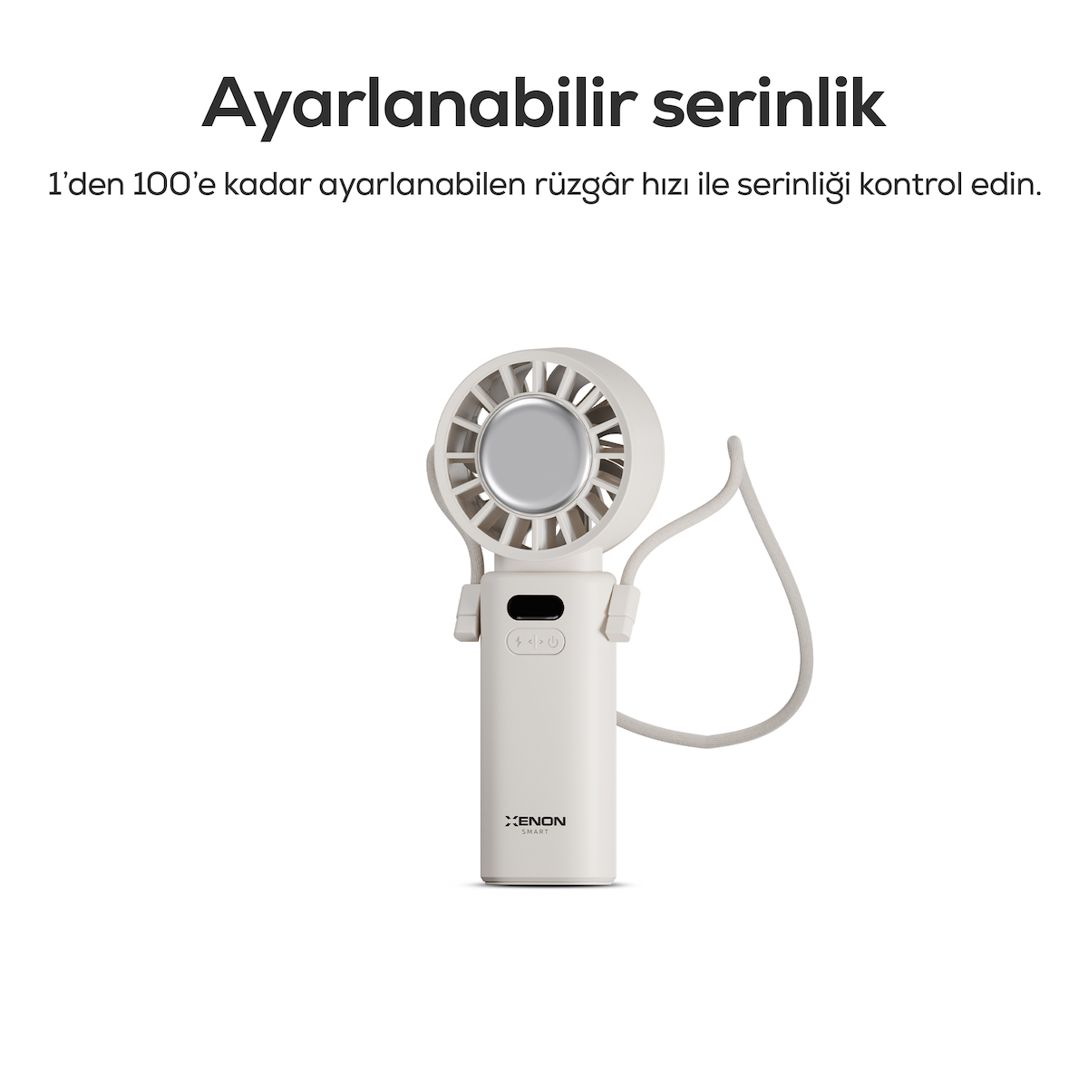 Xenon Smart Peltier Buz Soğutmalı El Vantilatörü | 100 Kademe, 3600mAh, 8300 RPM, USB-C, Askılı