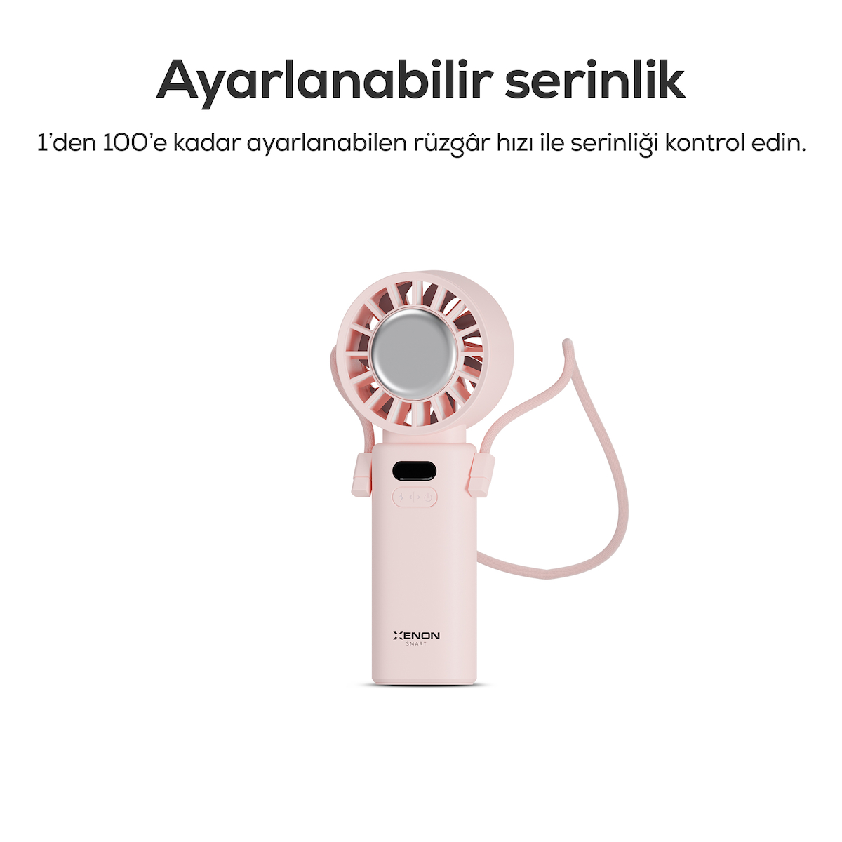 Xenon Smart Peltier Buz Soğutmalı El Vantilatörü | 100 Kademe, 3600mAh, 8300 RPM, USB-C, Askılı