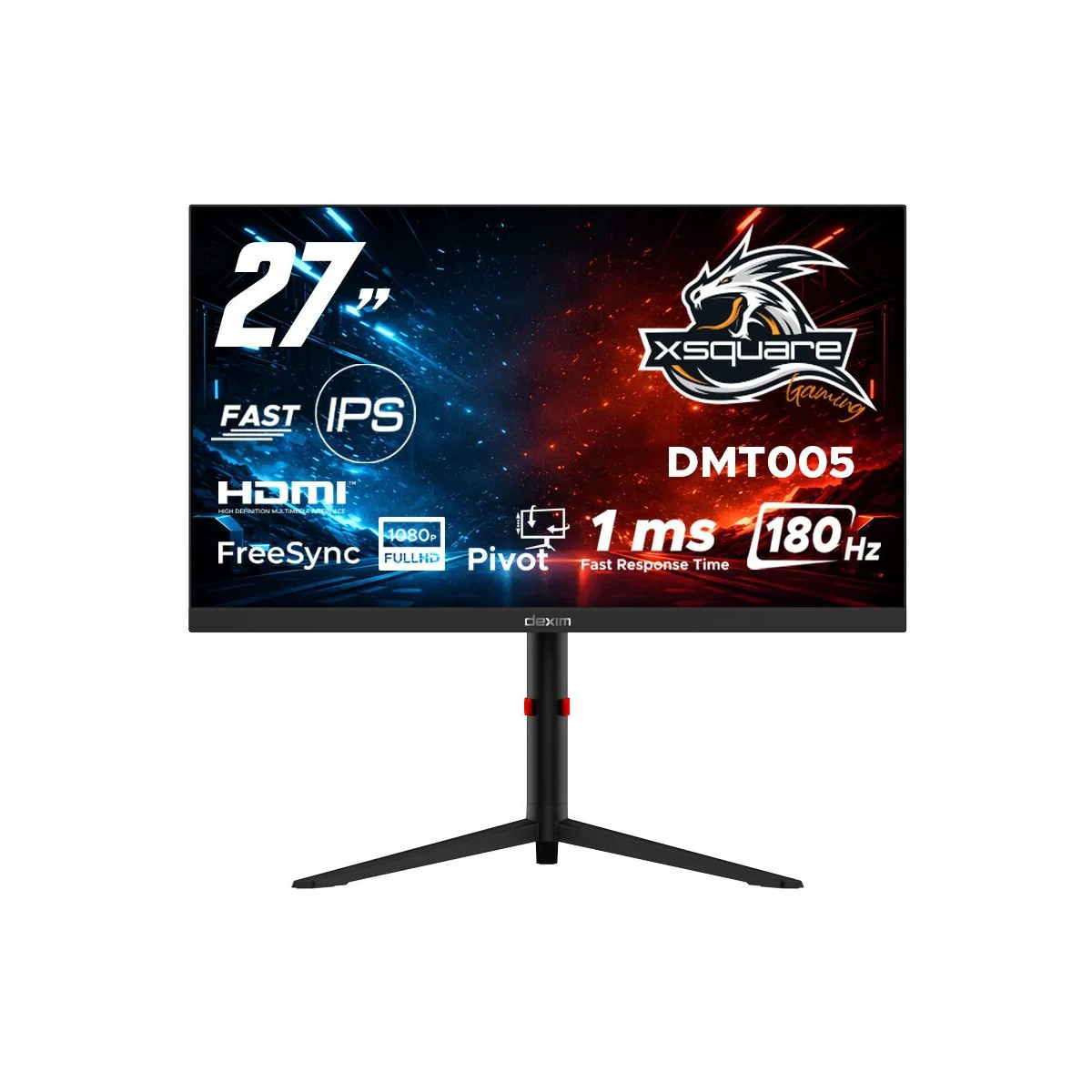 Dexim 27” 180Hz 1Ms (HDMI+DP) FreeSync Adaptive Sync Full HD Fast IPS Pivot Gaming Monitör – DMT005