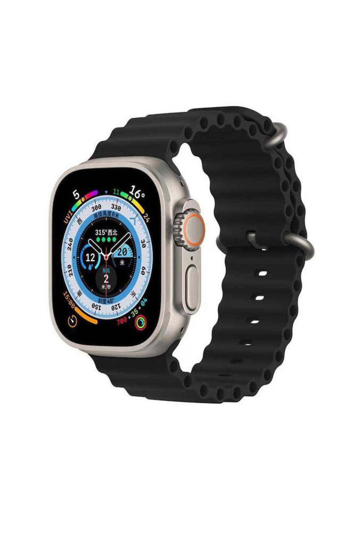 Apple Watch 7 45mm Renkli ​​​​KRD-75 Silikon Metal Tokalı Kordon