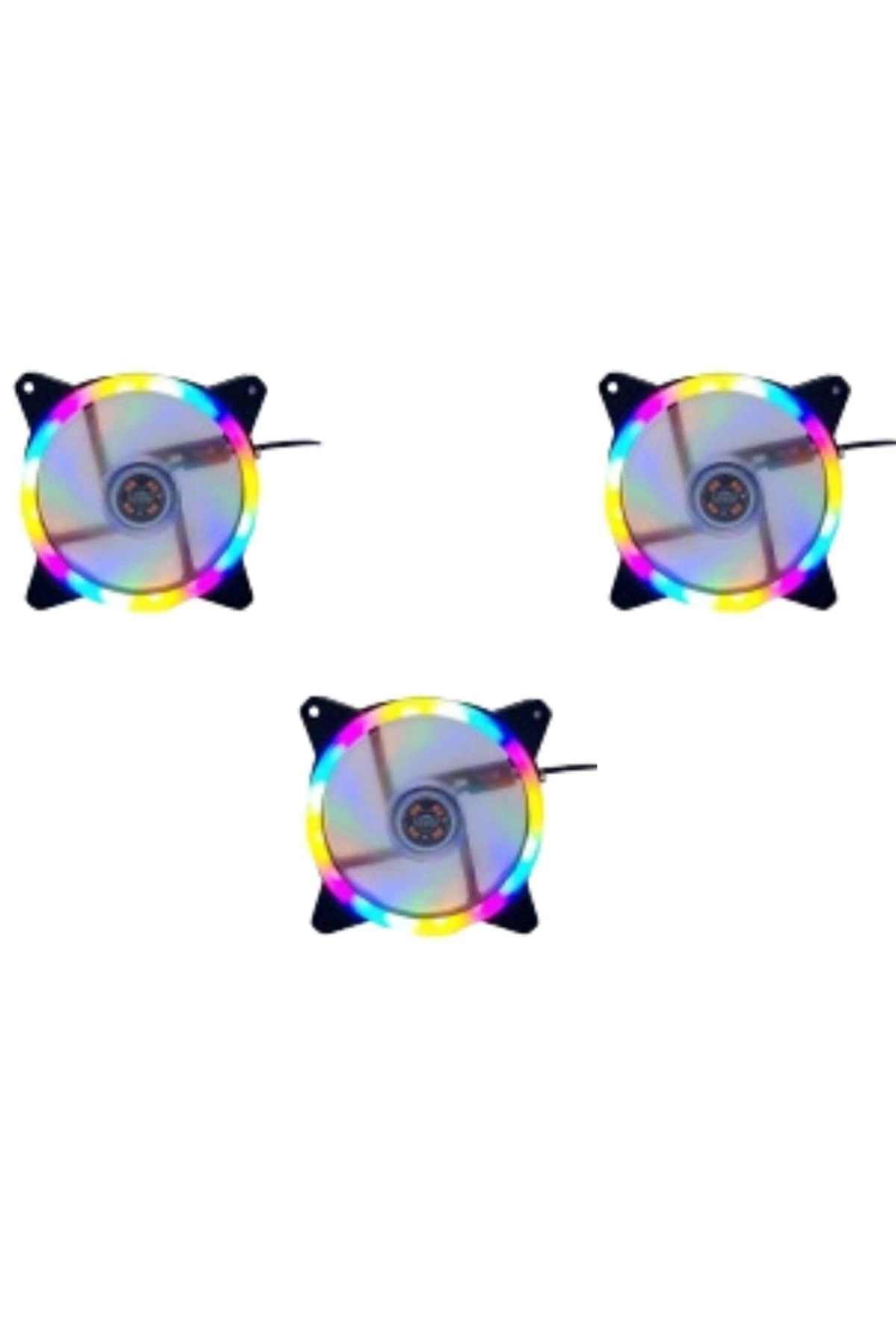 3 Adet 120mm Rainbow Rgb Kasa Fanı 12 Cm Renkli Gökkuşağı Fanı