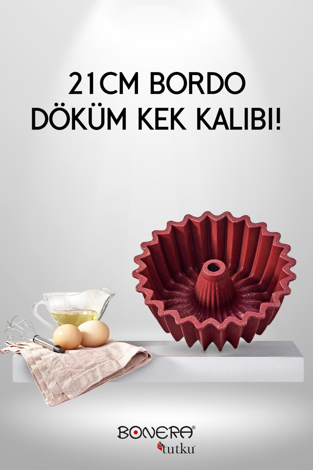 21 CM DÖKÜM DİLİMLİ KEK KALIBI BORDO