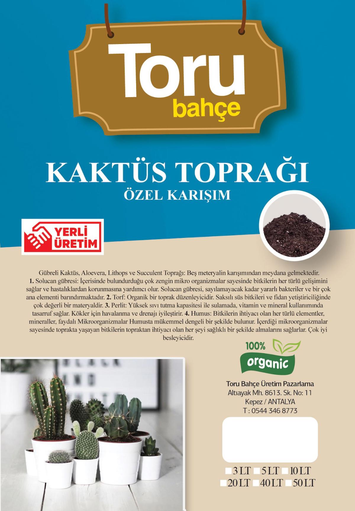 Torubahçe KAKTÜS TOPRAĞI ÖZEL KARIŞIM 40 lt