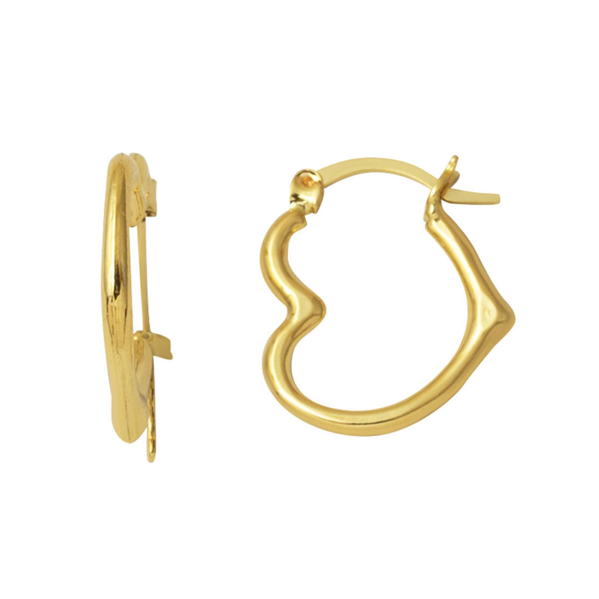 Orta Boy 14 Ayar Altın Kalp Halka Küpe