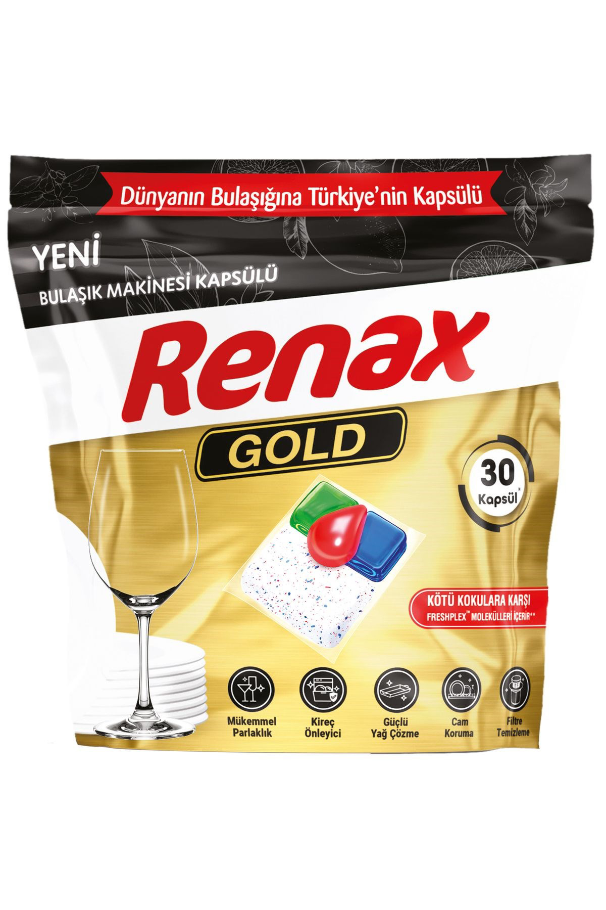 Renax Gold Bulaşık Makinesi Kapsülü Hepsi Bir Arada 30 lu