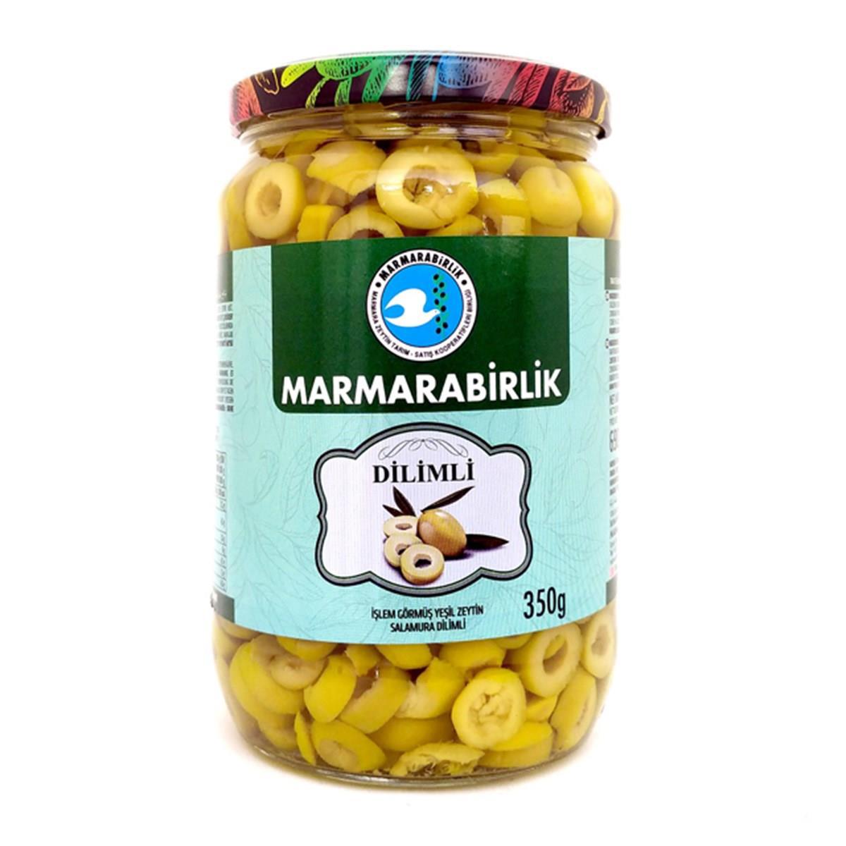 MARMARABİRLİK DİLİMLİ YEŞİL ZEYTİN 350GR CAM