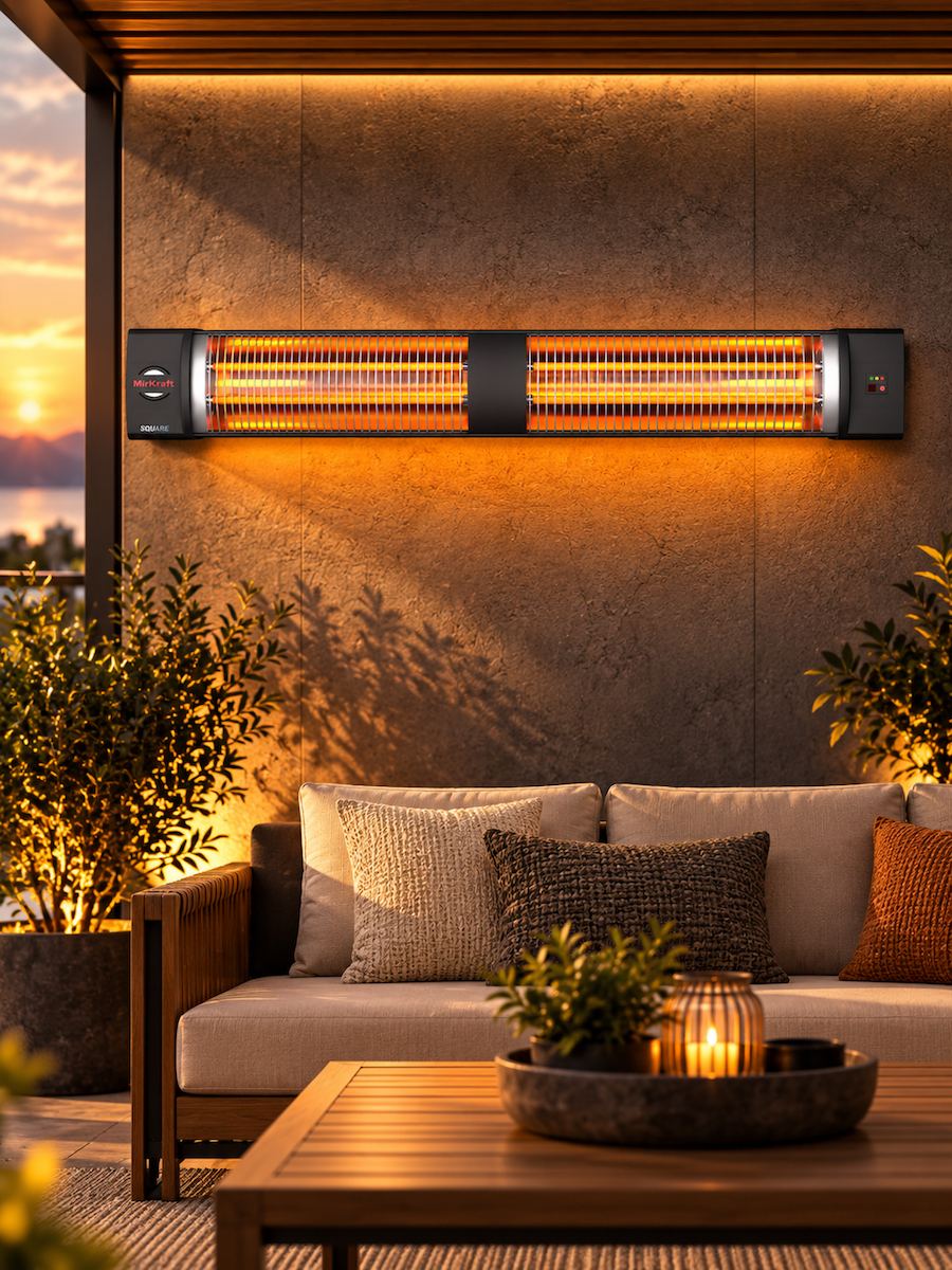 Square 2800 Watt 2 Kademeli Infrared Uzaktan Kumandalı Duvar Tipi Isıtıcı