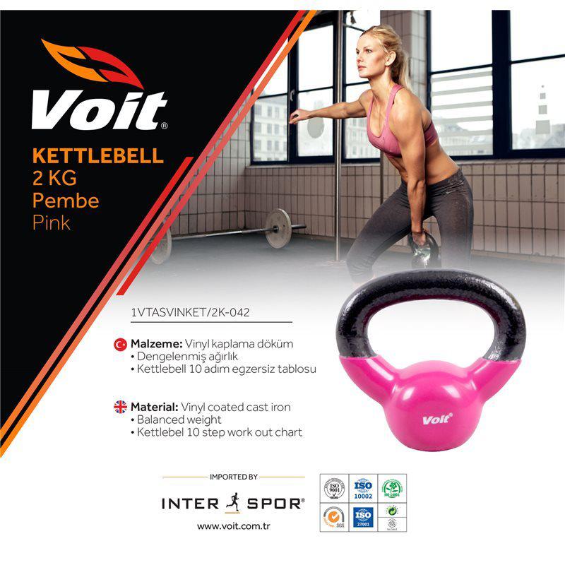 Voit Vinyl Kettlebell 2 Kg. Pembe Ağırlık