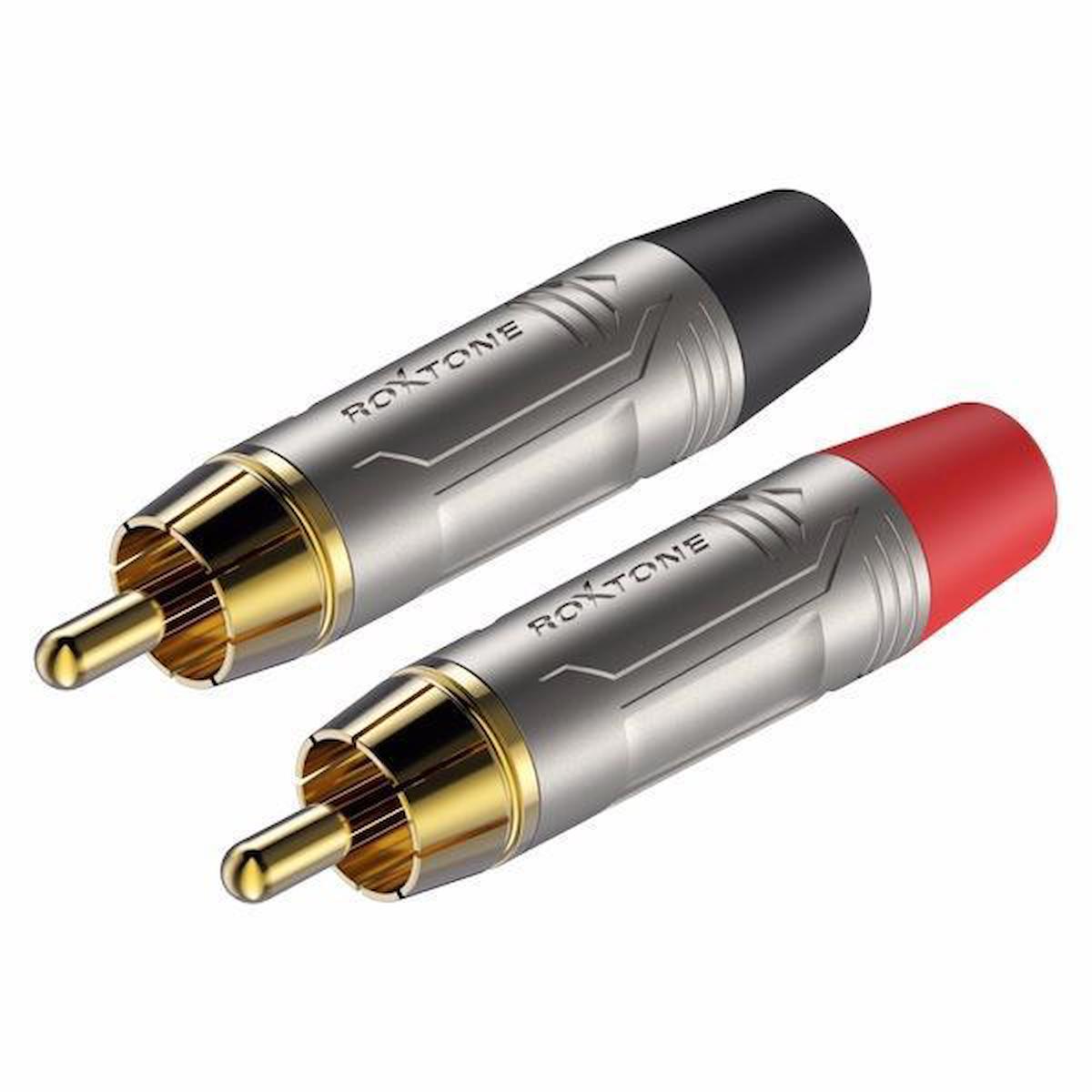 Roxtone RX-J807 RCA Erkek Jak Metal Kırmızı-Siyah 2Adet