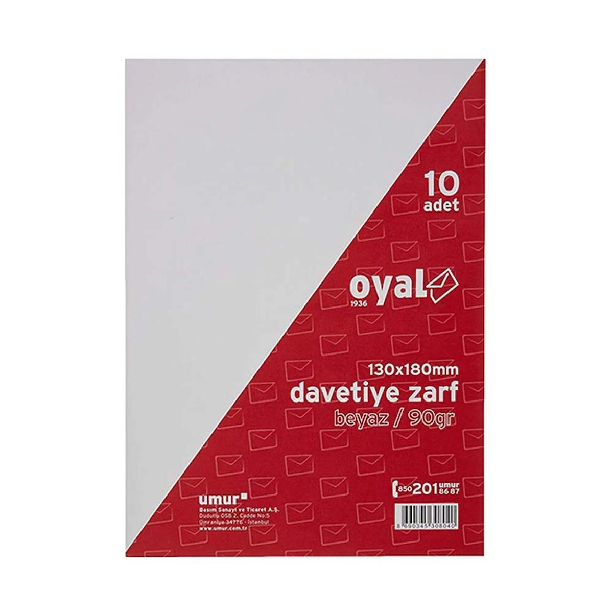 Oyal Davetiye Zarfı Beyaz 13X18Mm 90Gr 10’Lu