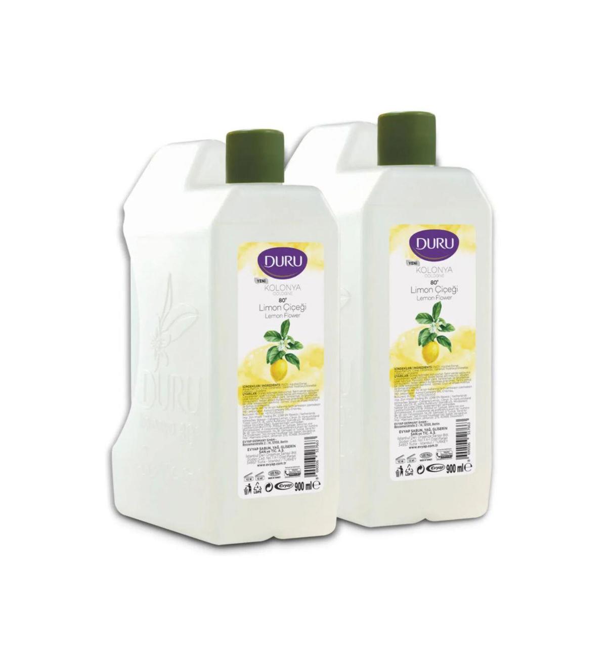 Duru Limon Çiçeği 80 Derece Pet Bidon 900 ml 2 Adet Kolonya