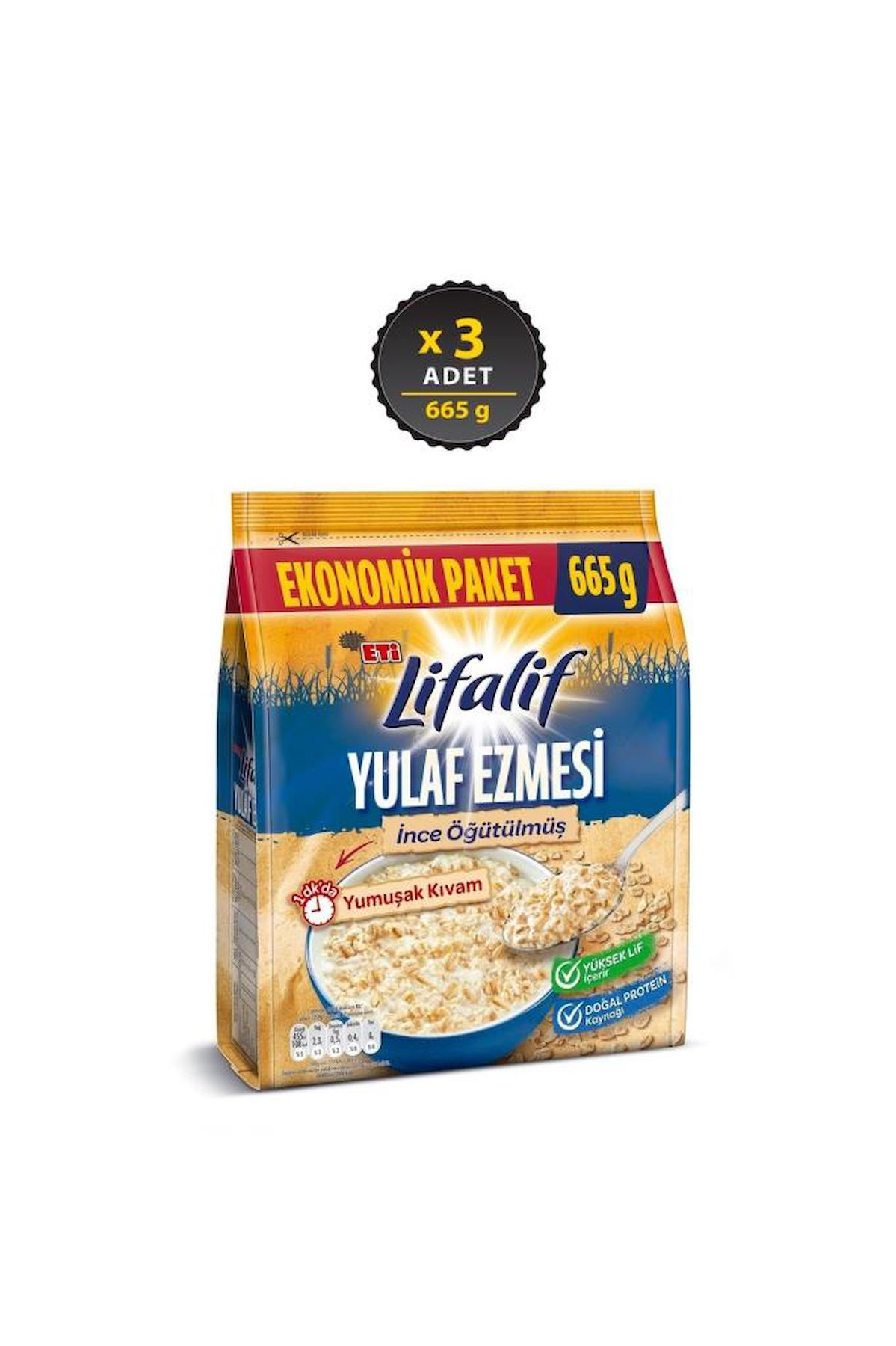 Lifalif İnce Öğütülmüş Yulaf Ezmes 665 g X 3 Adet