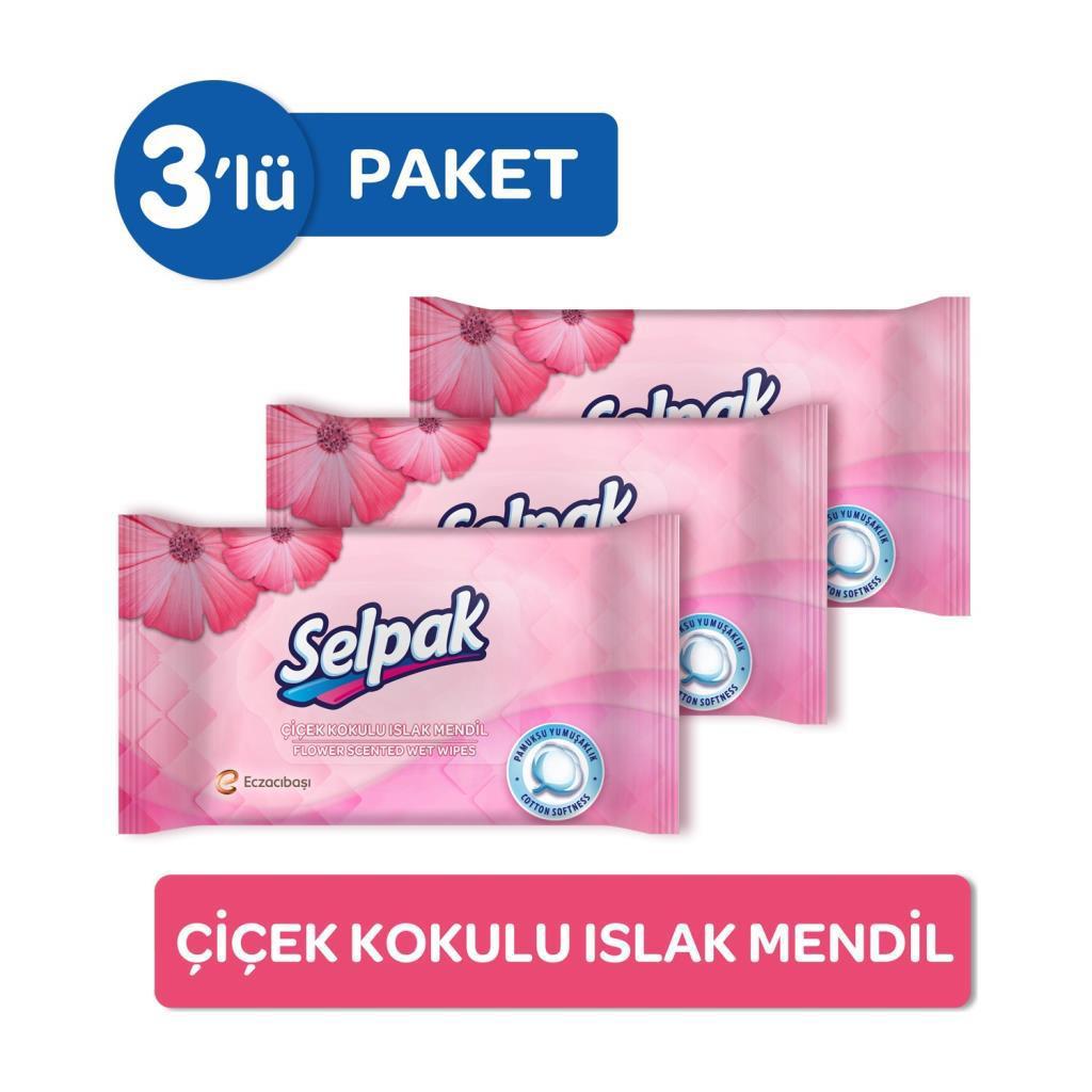 Selpak Çiçek Kokulu Islak Cep Mendil 3'lü