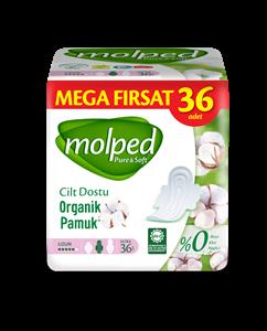 Molped Pure Soft Uzun 36 Adet Organik Mega Fırsat Paketi Hijyenik Ped