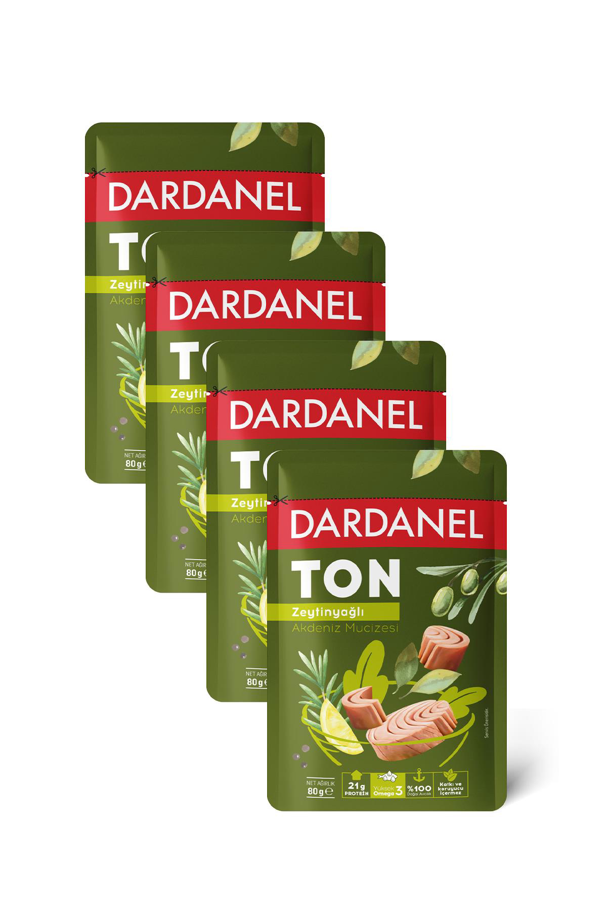 Dardanel Zeytinyağlı Ton Balığı Poşet 80 gr x 4 Adet