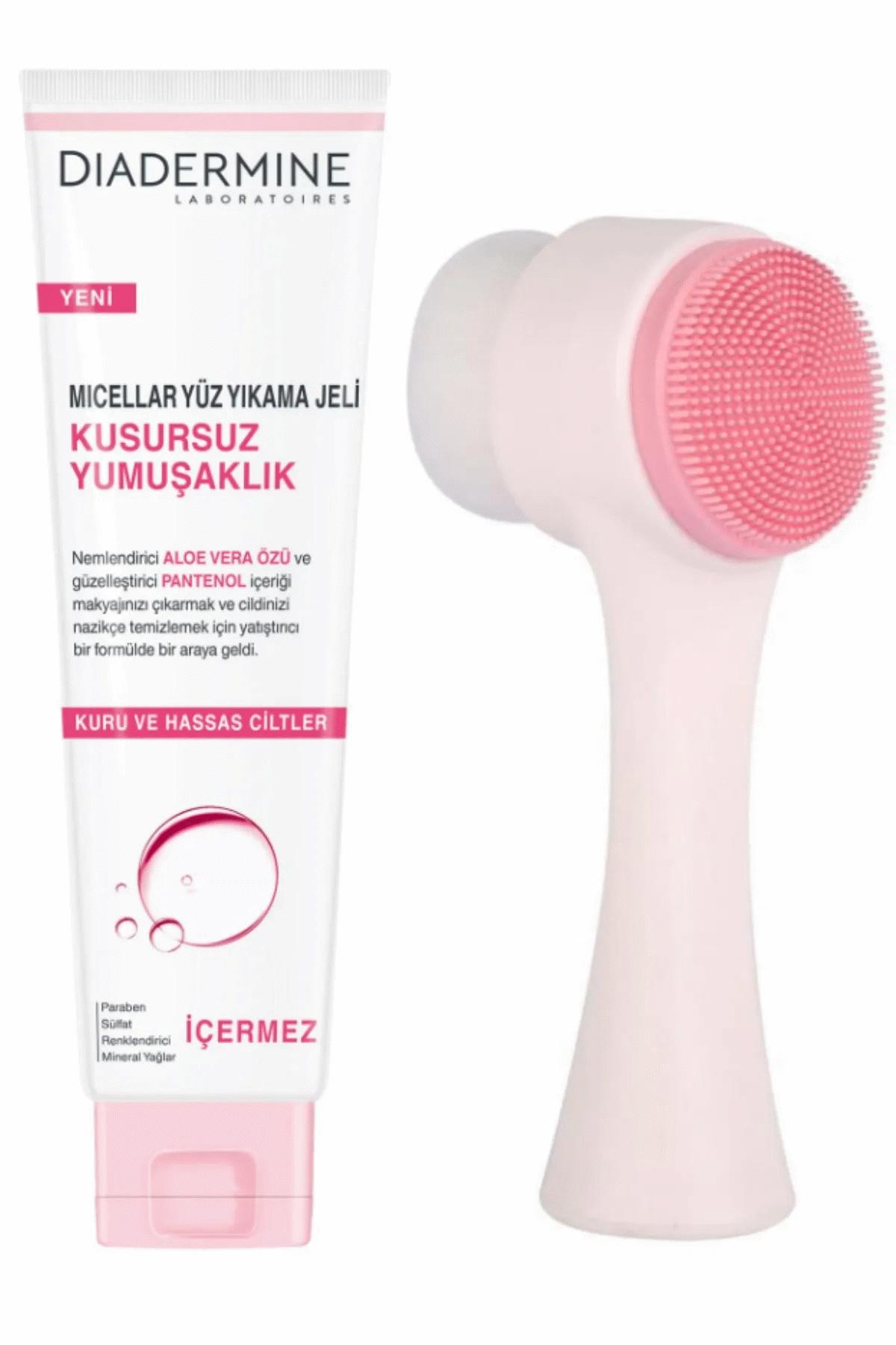 Diadermine Micellar Yüz Yıkama Jeli Kusursuz Yumuşaklık 150 ml ve Fluweel Cilt Yüz Temizleme Fırçası